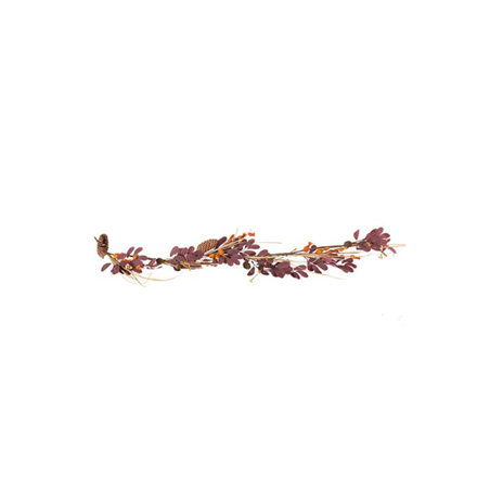 Guirlande de 3 Roses et Feuillages pourpre 1,50m