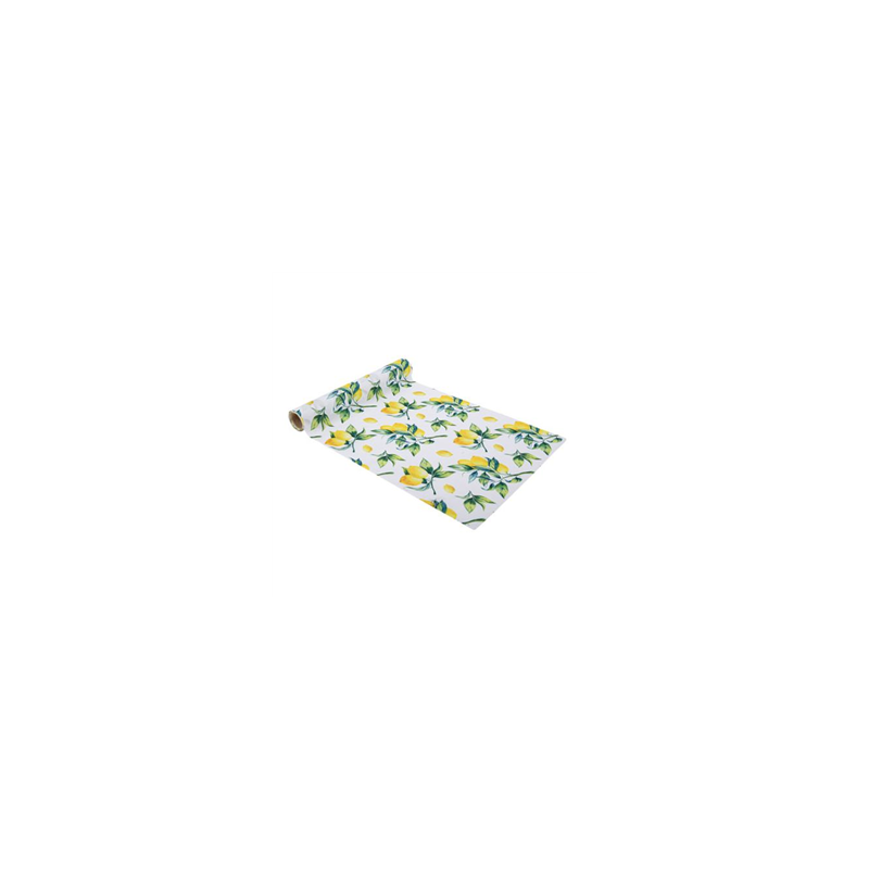 Chemin de table Citronnade jaune et vert 28cm x 5m