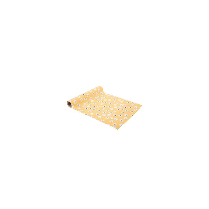 Chemin de table Marguerites ocre tissu 28cm x 5m