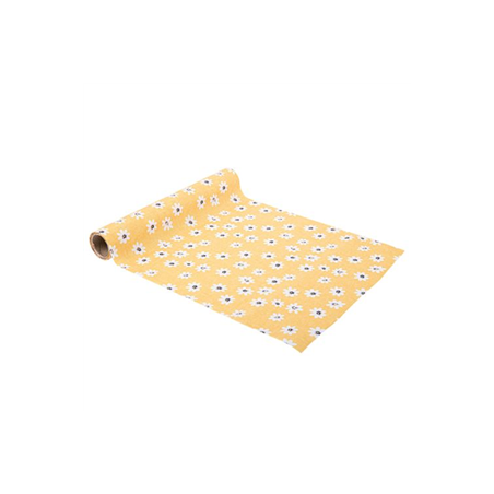 Chemin de table Marguerites ocre tissu 28cm x 5m