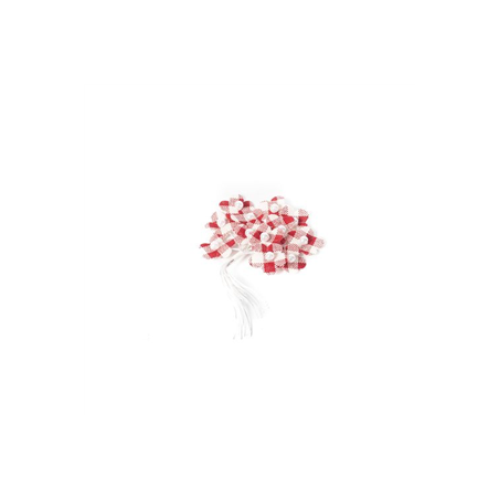 12 Fleurs sur Tige Vichy en Lin Rouge et Blanc 2,5cm sur Tige 10cm