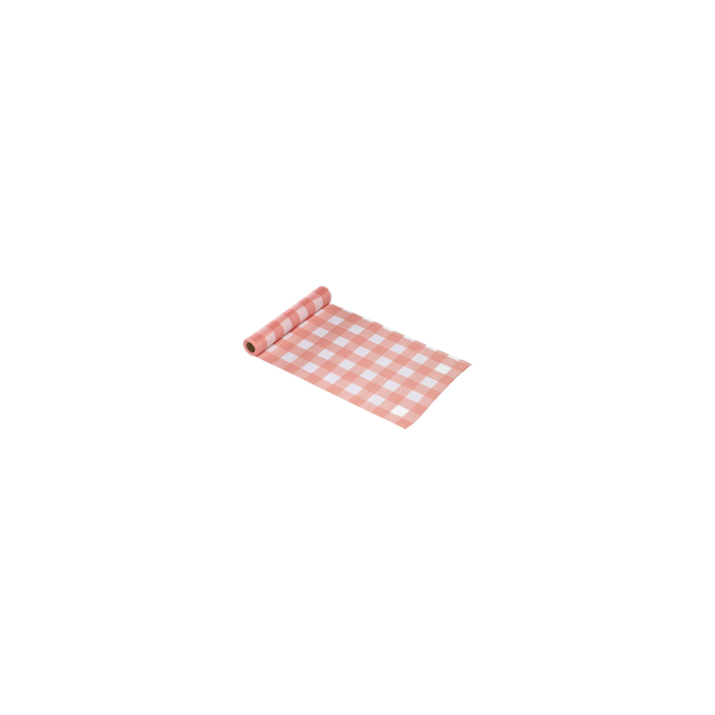 Chemin de table en tarlatane vichy mandarine 28cm x 3m