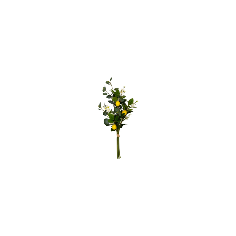 Bouquet de citrons, fleurs  et  feuillages artificiels - L. 30 x l. 20 x H. 64 cm