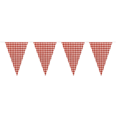 Guirlande Vichy rouge et blanc 10 fanions 20 x 30cm - papier Long. 420cm