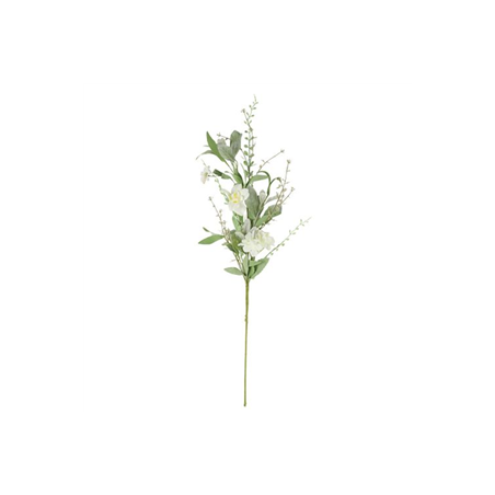 Branche de feuillages et fleurs blanches - Haut. 70cm