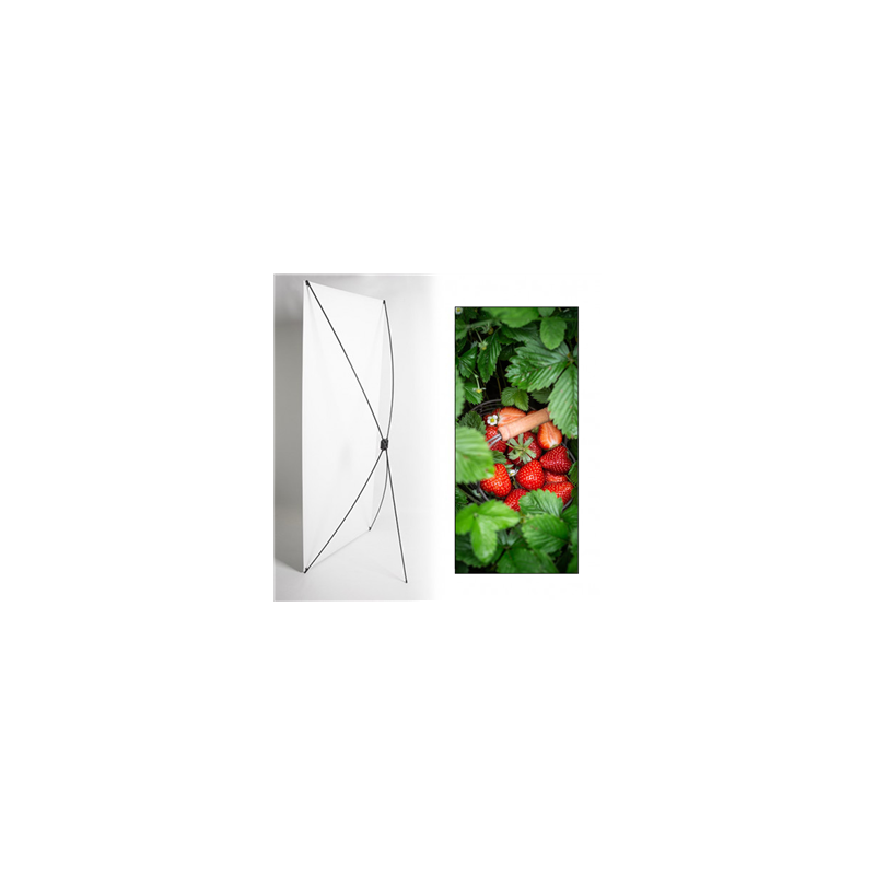 Kakemono Fruits Fraise - 180 x 80cm -Toile M1 avec structure X- Banner