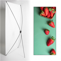 Kakemono Fraises Pop - 180 x 80cm -Toile M1 avec structure X- Banner