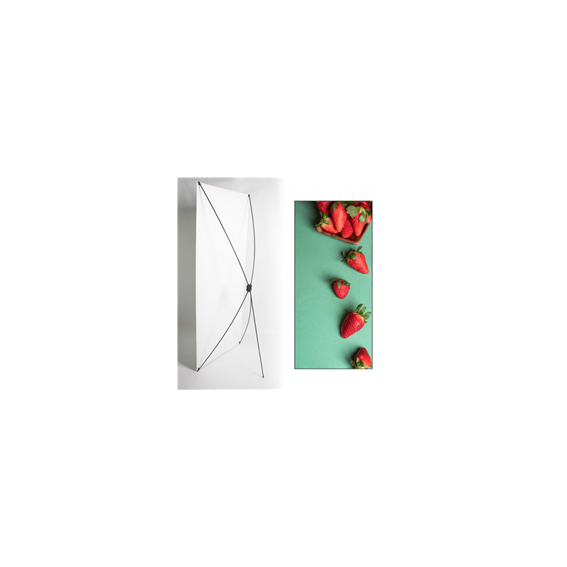 Kakemono Fraises Pop - 180 x 80cm -Toile M1 avec structure X- Banner