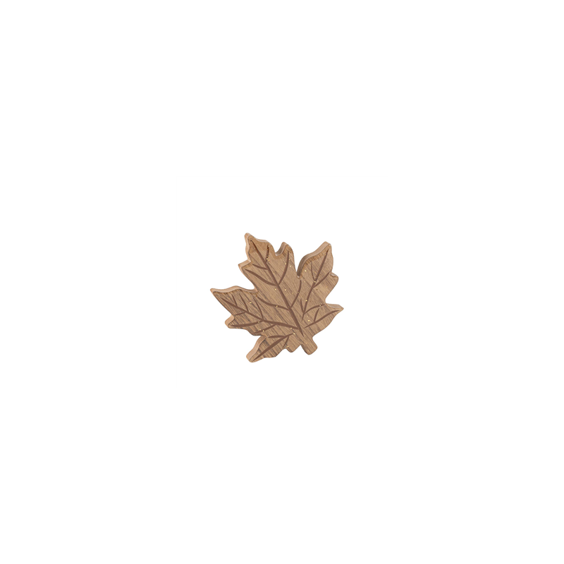 Feuille d'Érable Bois Résiné et Paillettes Or 14x13cm