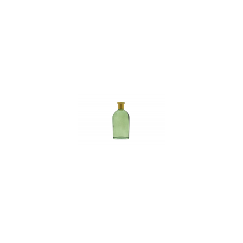Vase en verre vert olive et Or 6,5 x 13cm
