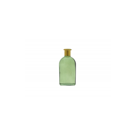 Vase en verre vert olive et Or 6,5 x 13cm