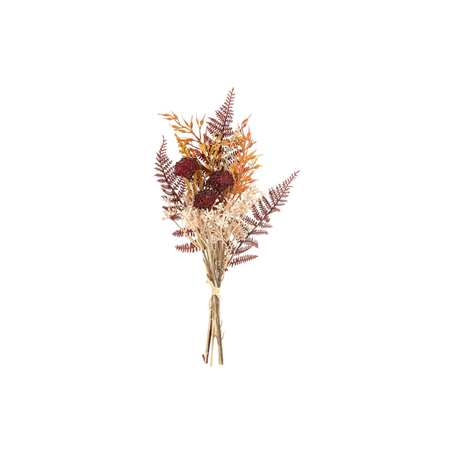 Bouquet de fleurs d'Automne fougères et feuillages terracotta - Haut. 46cm