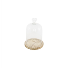 Cloche en verre sur support en bois 11 x 16cm