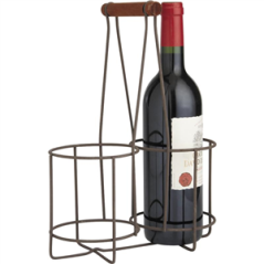Porte-bouteilles en métal vieilli et bois 22 x 11 x 31cm