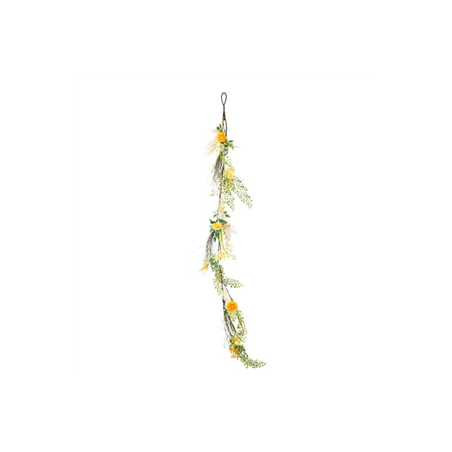 Guirlande de Fleurs des Champs Jaune Orange et Feuillages 150 cm