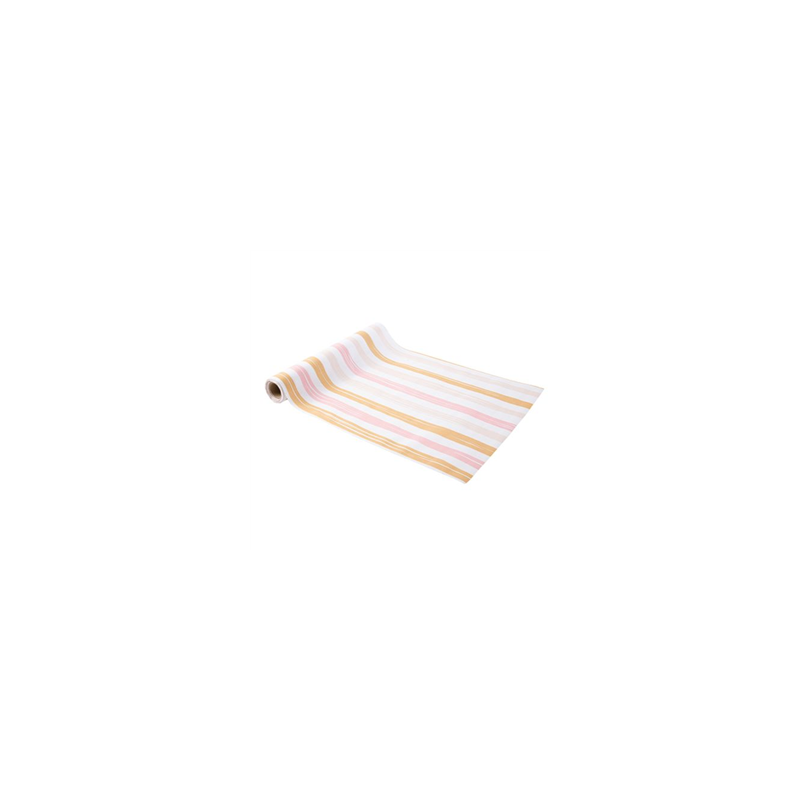 Chemin de table tissu blanc Imprimé camel rose et Blush 28cm x 5m