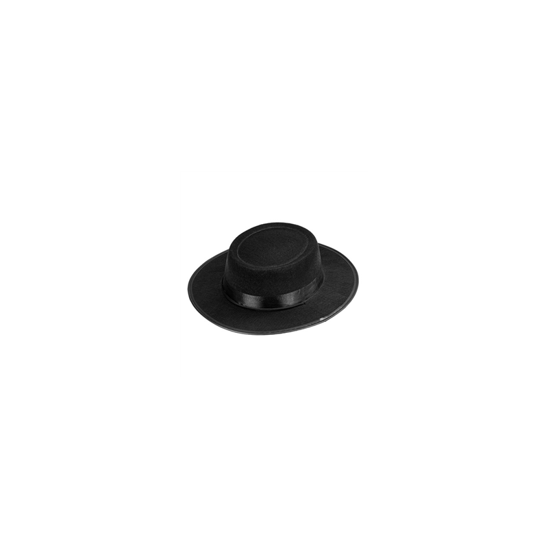 Chapeau terroir - feutre noir - taille adulte - haut 9 cm diam 33 cm