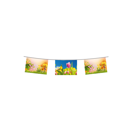 Guirlande Printemps 10 fanions 21 x 30cm - papier Long. 520cm