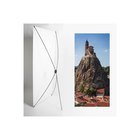 Kakemono Auvergne Chapelle - 180 x 80 cm - Toile M1 avec structure  X- Banner