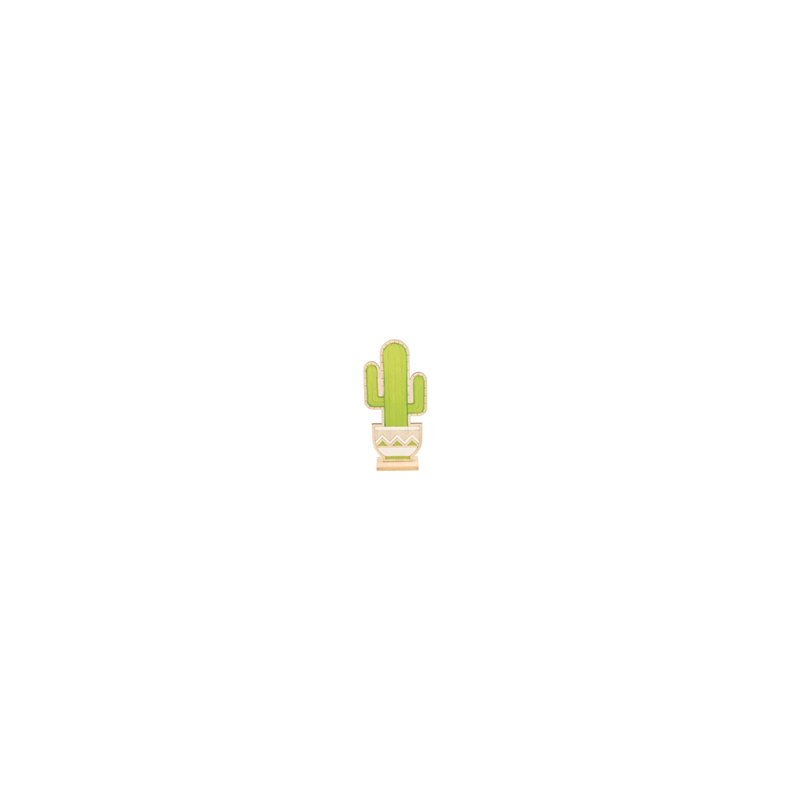 Cactus en bois sur socle 12 x 4 x 27cm