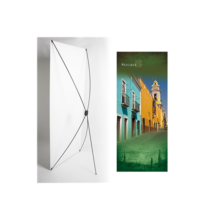 Kakemono village mexique - 180 x 80 cm - Toile M1 avec structure  X- Banner