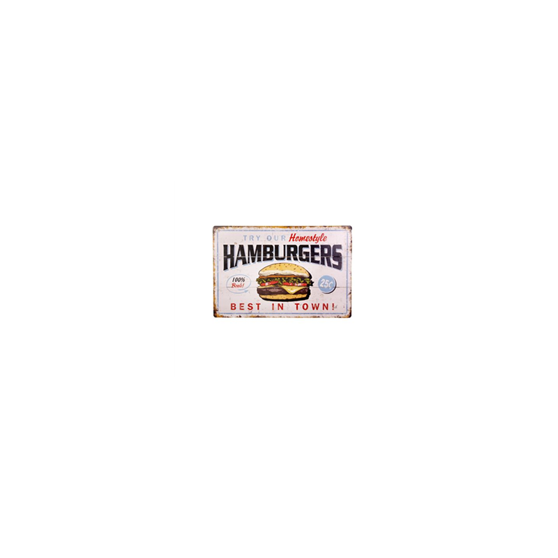 Plaque en bois ou forex HAMBURGER - 40 x 30cm