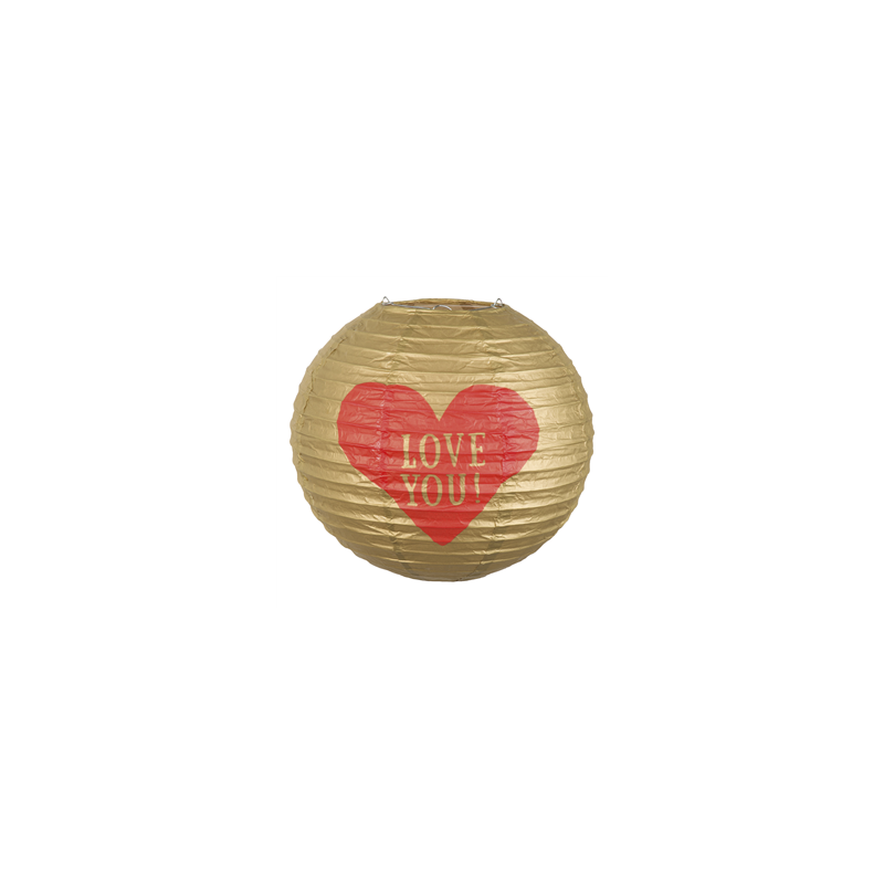 Lampion doré Love You papier - Diam. 25cm