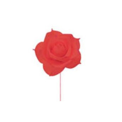 Lot de 2 roses rouges sur tige diamètre 10 cm - mousse
