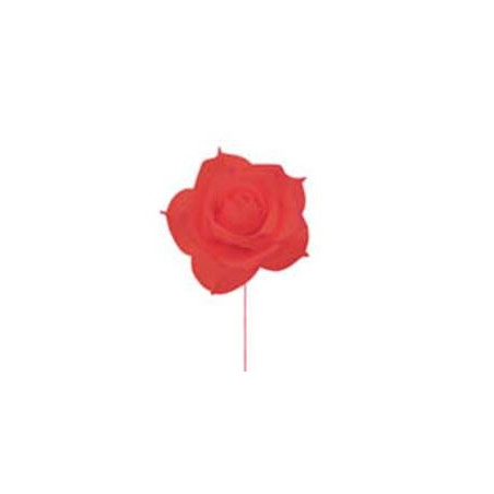 Lot de 2 roses rouges sur tige diamètre 10 cm - mousse