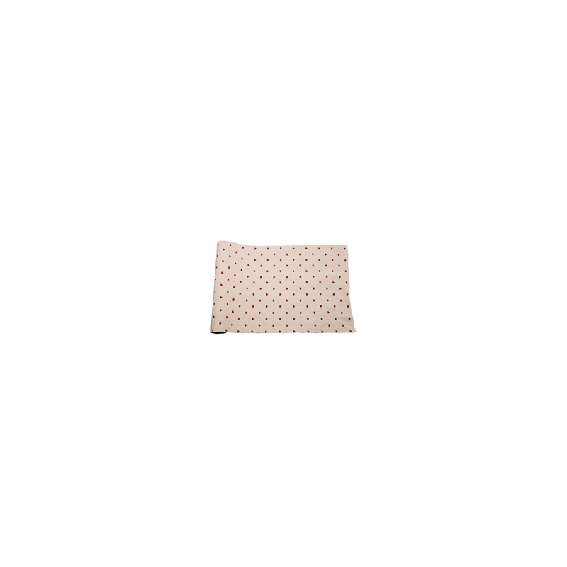 Chemin de table cœurs rouges en lin 29cm x 5m