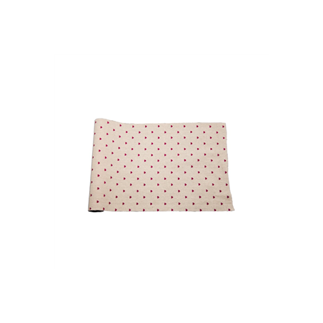 Chemin de table cœurs rouges en lin 29cm x 5m