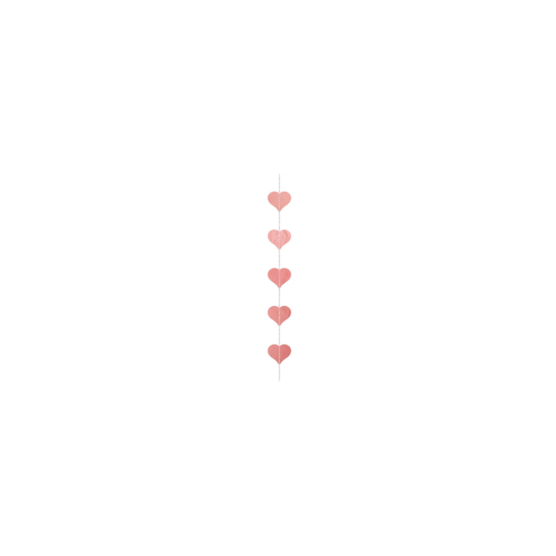 Guirlande piquée Cœurs or  et  rose en papier - Long. 3.5 m (Haut. 8 cm)