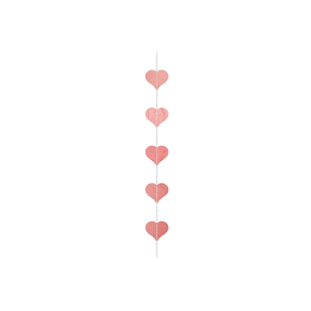 Guirlande piquée Cœurs or  et  rose en papier - Long. 3.5 m (Haut. 8 cm)