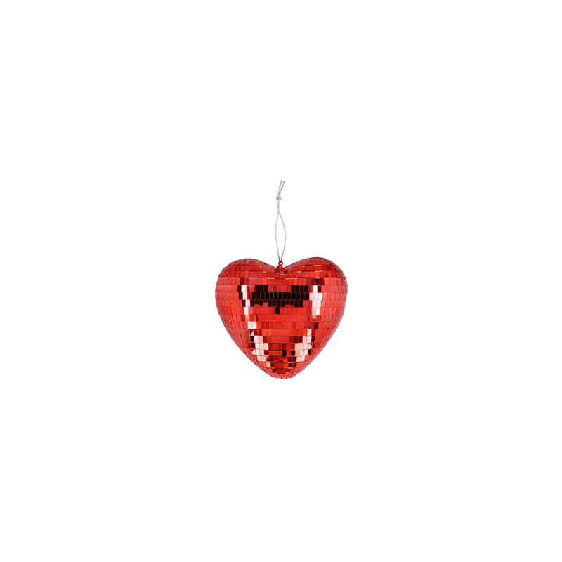 Boule disco cœur rouge (19 cm)