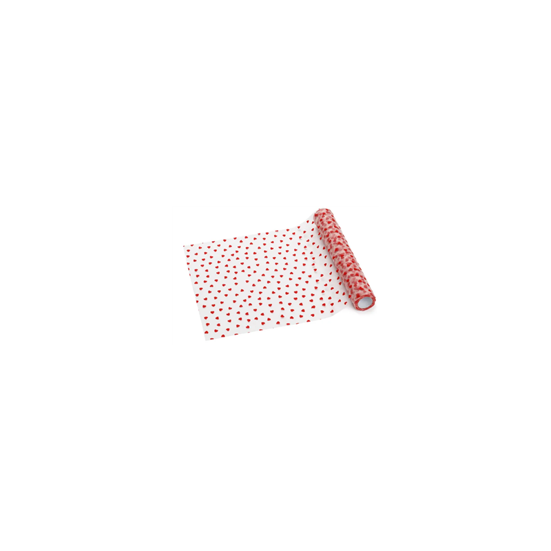 Chemin de table en tulle  et  Cœurs rouges 36cm x 9m