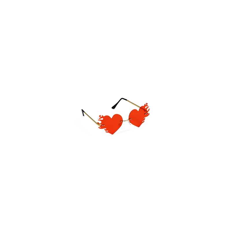 Lunettes en forme de cœur flamme, rouge (Taille adulte)