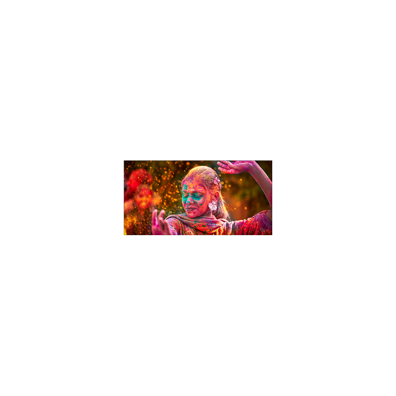 Visuel panoramique Holi  et  Couleurs Inde - 57 x 30 cm sur forex