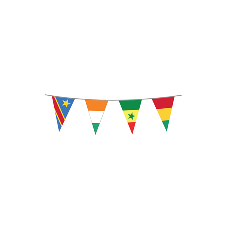 Guirlande Afrique pays 12 fanions 20 x 30cm - papier Long. 500cm