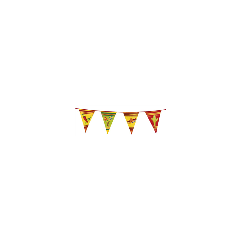 Guirlande de fanions Mexico 30 x 20cm plastique - Long. 6m