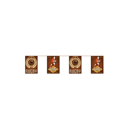 Guirlande Rugby vintage 10 fanions 21 x 30cm - papier Long. 420cm