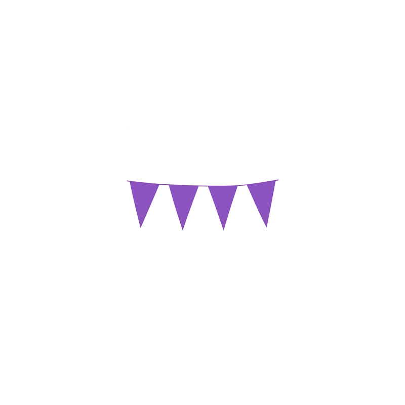 Guirlande de fanions PE violet 30 x 20 cm - Long. 10m