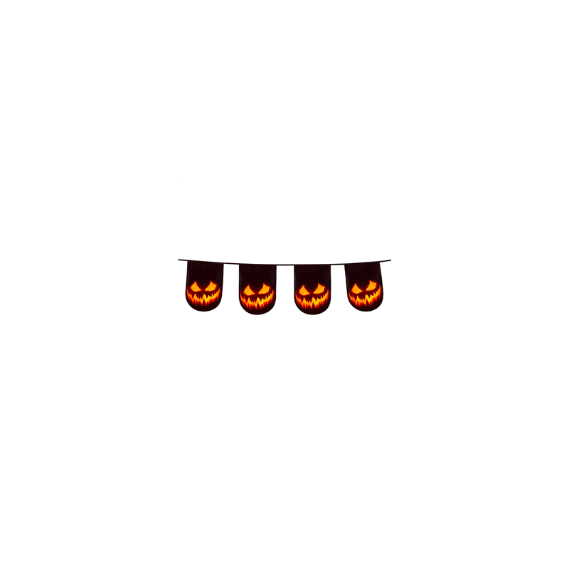 Guirlande Creepy Pumpkin fanions 27 x 20cm PLASTIQUE- Long. 600cm
