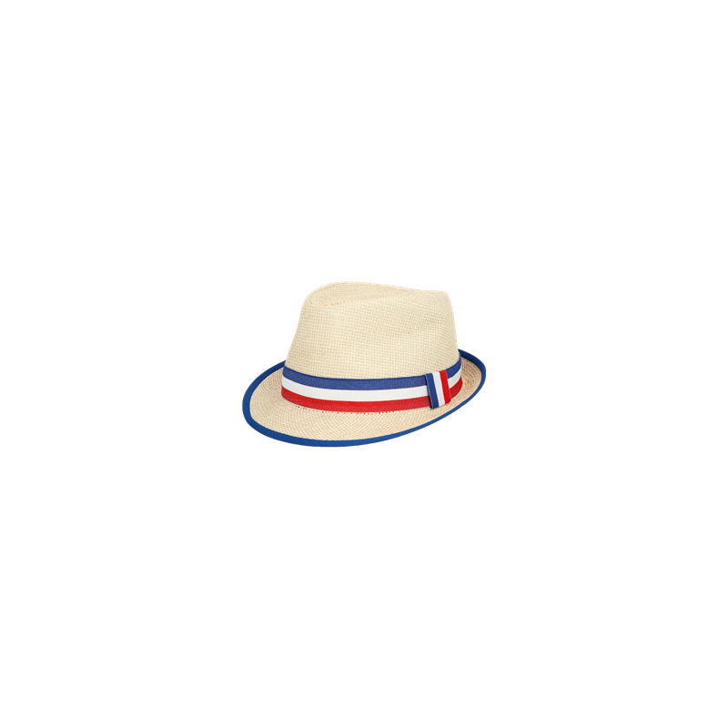 Panama en paille avec ruban tricolore - Taille adulte