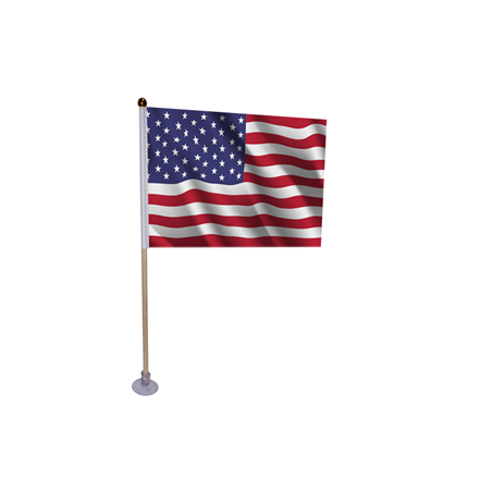 10 drapeaux USA de 21 x 14cm sur hampe avec ventouse de 32cm - bois/tissu
