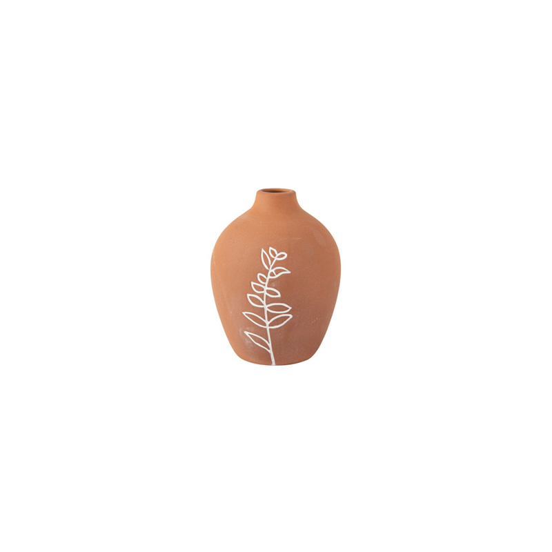 Vase en terre Terracotta et Blanc 16 x 12cm
