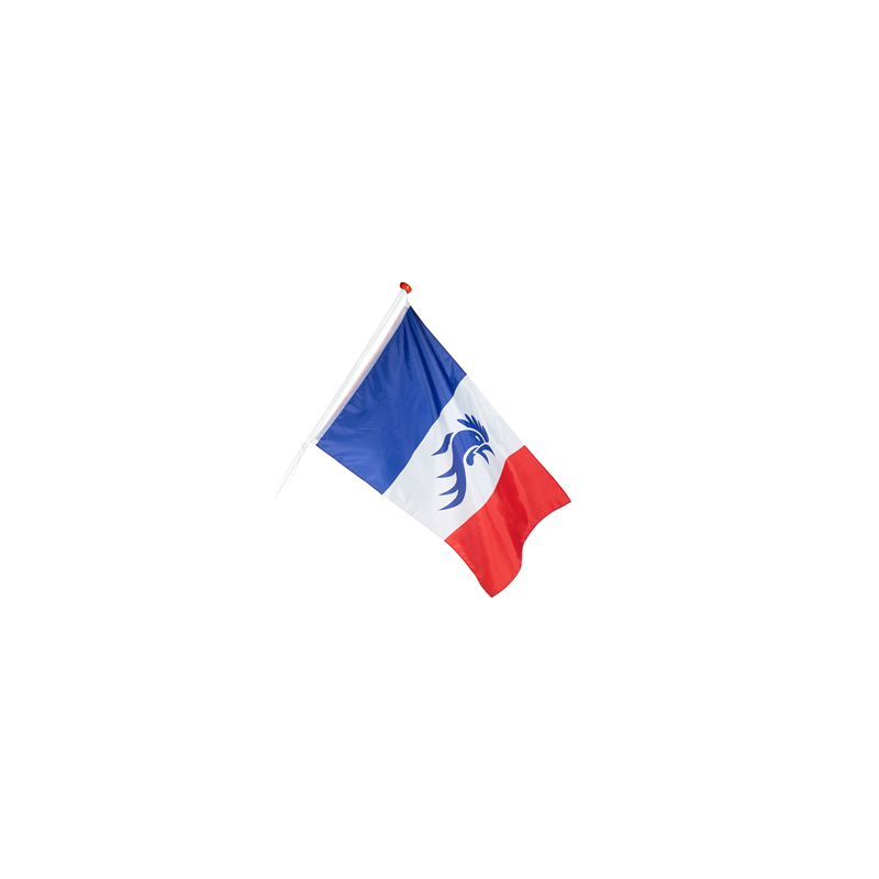 Drapeau France  et  Coq en tissu 90 x 150cm
