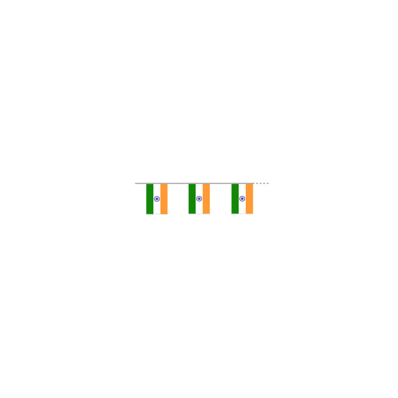 Guirlande drapeaux Inde 12 fanions 15 x 21 cm - tissu Long. 450cm