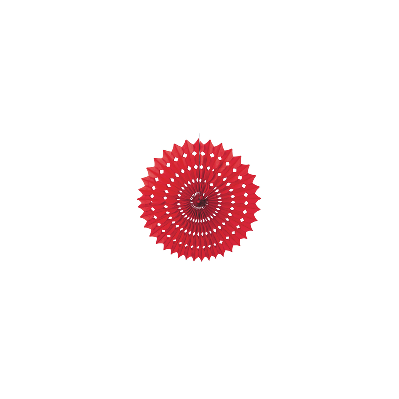 Éventail rouge papier - Diam. 53cm