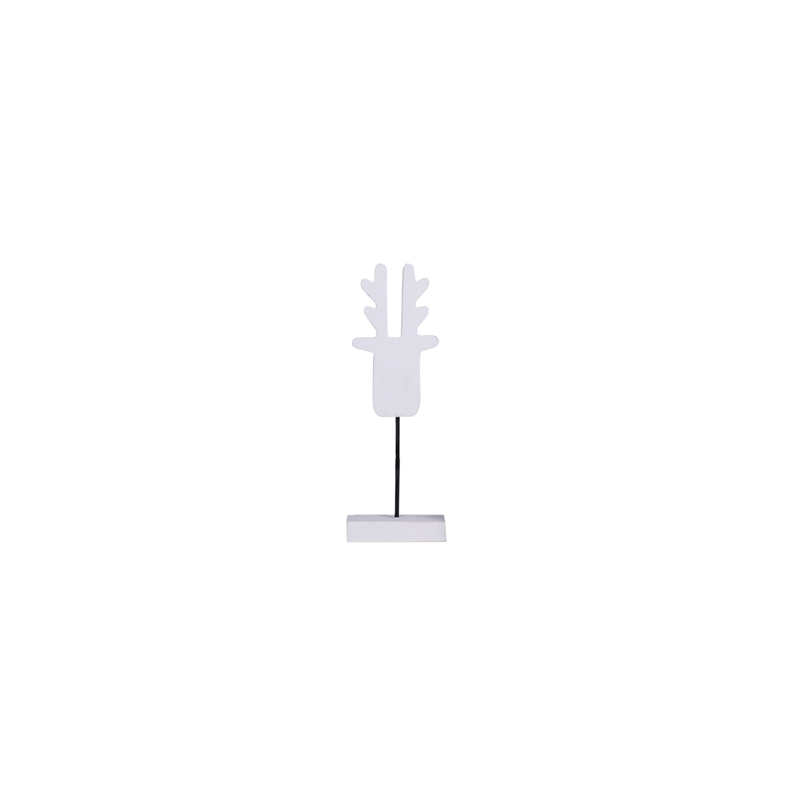 Tête de renne blanc vieilli - Bois - Haut 33cm