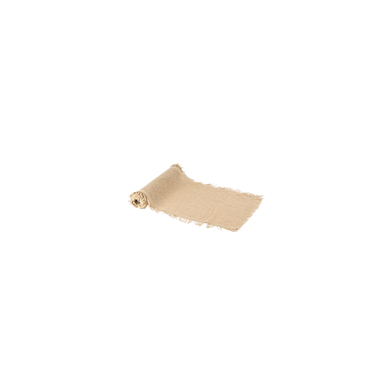 Chemin de table effiloché façon chanvre sable 30cm x 3m
